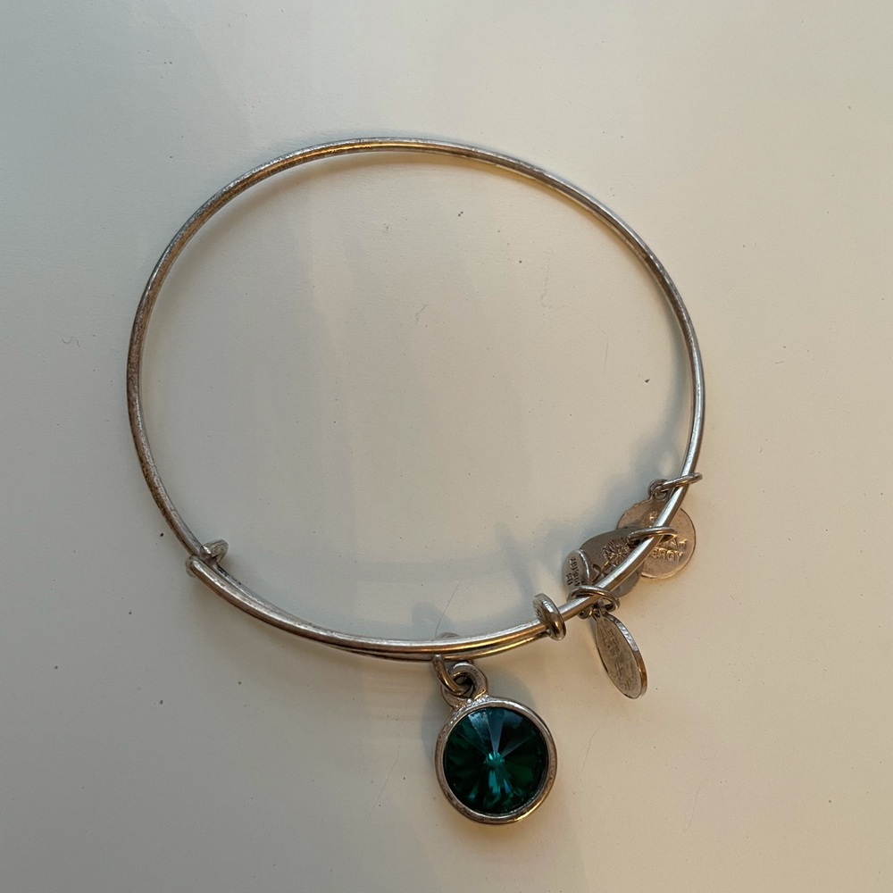 Alex And Ani ‘Birthstone Emerald’ Silver Bracelet